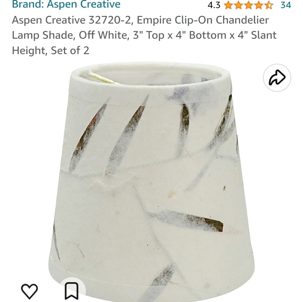 New in box! Aspen Empire Clip on decorative chandelier lamp shades